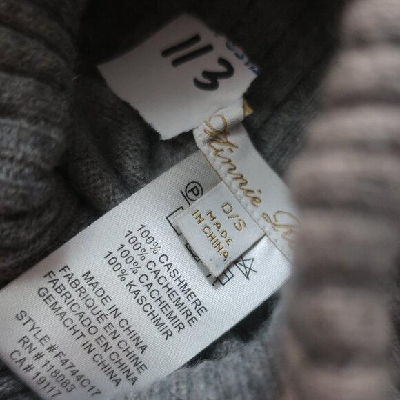 Womens Minnie Rose Grey Ruffled Trim Pure Cashmere Turtleneck Poncho Sweater O/S - Picture 11 of 11